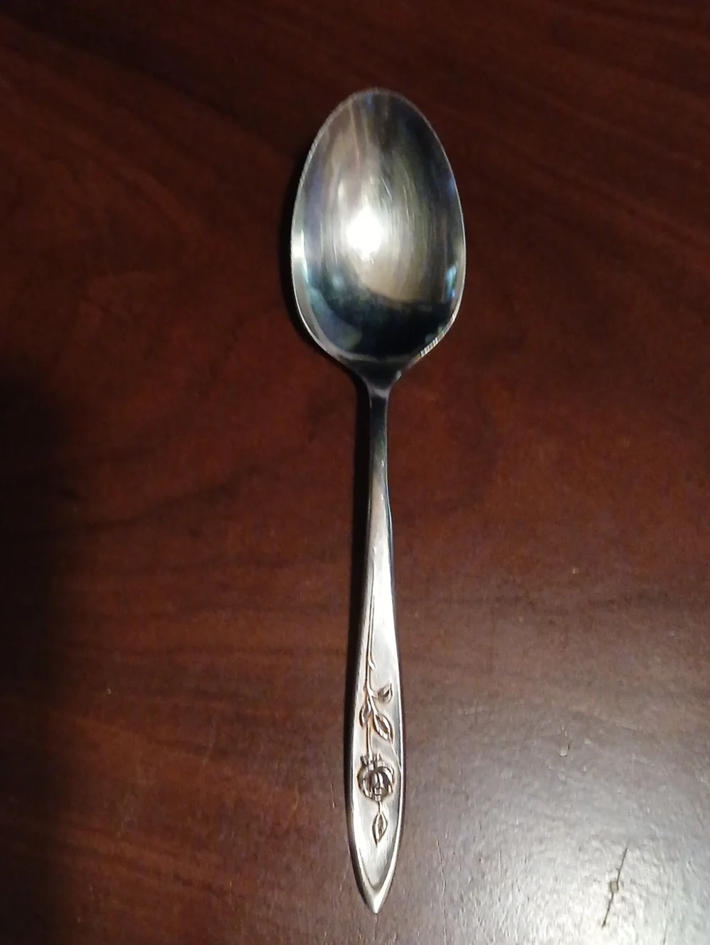 Stainless Steel Floral Pattern Tablespoon - Silver